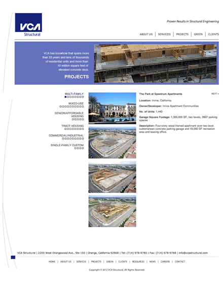 VCA Structural Engineers - Projects Section